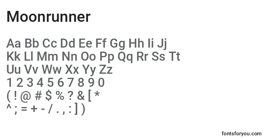 Moonrunner-fontti – aakkoset, numerot, erikoismerkit