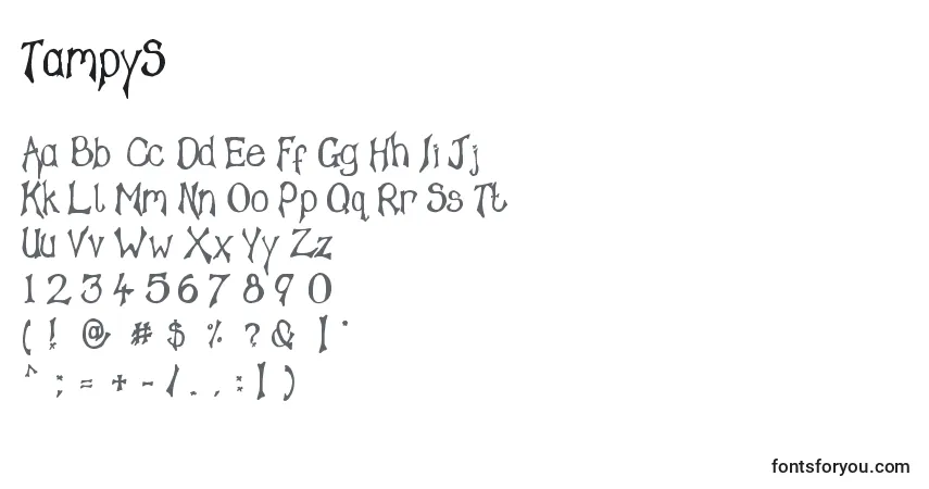 A fonte TampyS – alfabeto, números, caracteres especiais