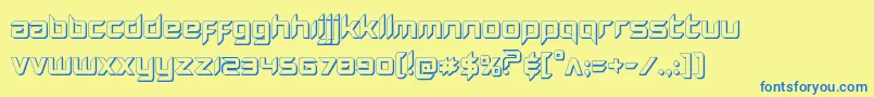 Hollowpoint3D-Schriftart – Blaue Schriften auf gelbem Hintergrund