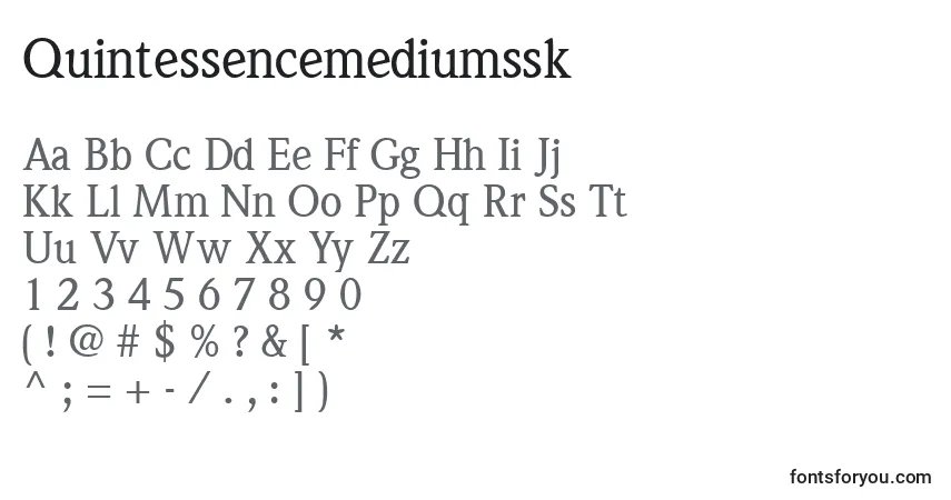 Czcionka Quintessencemediumssk – alfabet, cyfry, specjalne znaki