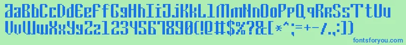 Fonte CyrillicPixel7 – fontes azuis em um fundo verde