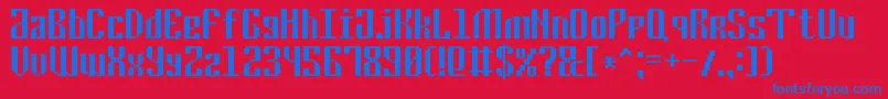 CyrillicPixel7 Font – Blue Fonts on Red Background