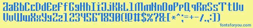 CyrillicPixel7-Schriftart – Blaue Schriften auf gelbem Hintergrund
