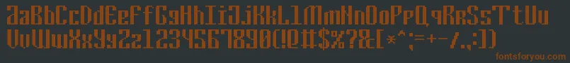 CyrillicPixel7-Schriftart – Braune Schriften auf schwarzem Hintergrund