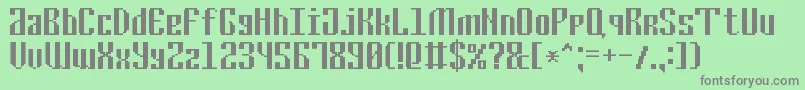 CyrillicPixel7-Schriftart – Graue Schriften auf grünem Hintergrund