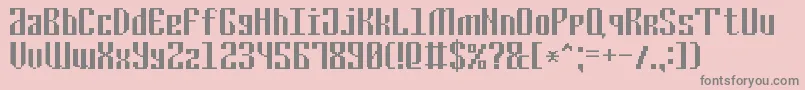 CyrillicPixel7-Schriftart – Graue Schriften auf rosa Hintergrund