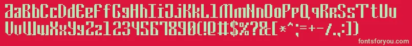 CyrillicPixel7 Font – Green Fonts on Red Background