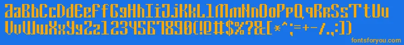 Fonte CyrillicPixel7 – fontes laranjas em um fundo azul