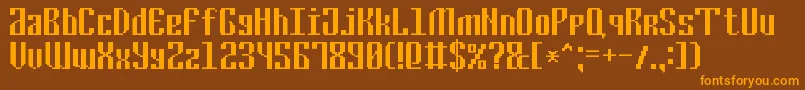 CyrillicPixel7 Font – Orange Fonts on Brown Background