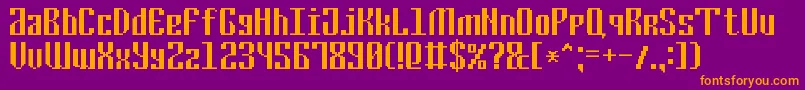 Шрифт CyrillicPixel7 – оранжевые шрифты на фиолетовом фоне