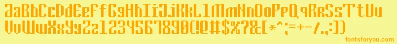 フォントCyrillicPixel7 – オレンジの文字が黄色の背景にあります。
