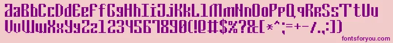 CyrillicPixel7-Schriftart – Violette Schriften auf rosa Hintergrund