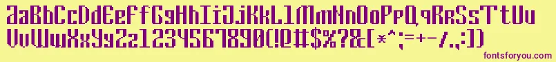 CyrillicPixel7 Font – Purple Fonts on Yellow Background