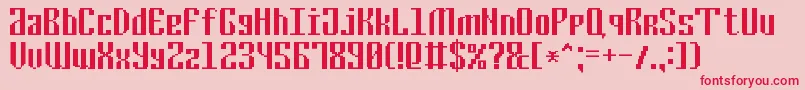CyrillicPixel7 Font – Red Fonts on Pink Background