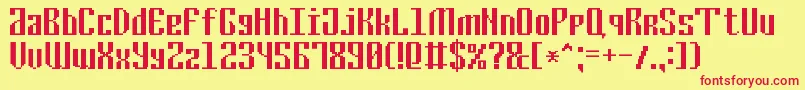 CyrillicPixel7 Font – Red Fonts on Yellow Background