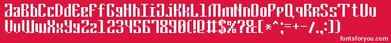 CyrillicPixel7 Font – White Fonts on Red Background