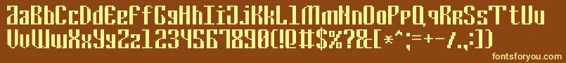 CyrillicPixel7 Font – Yellow Fonts on Brown Background