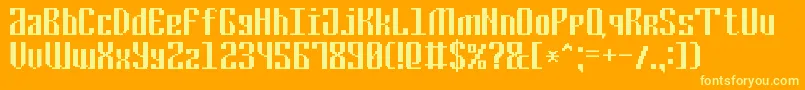 Czcionka CyrillicPixel7 – żółte czcionki na pomarańczowym tle