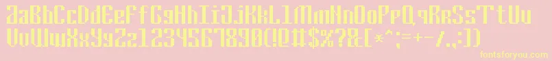 CyrillicPixel7 Font – Yellow Fonts on Pink Background