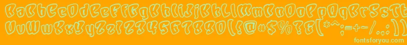 CharacterOpen Font – Green Fonts on Orange Background