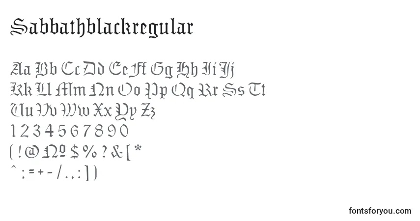 Czcionka Sabbathblackregular – alfabet, cyfry, specjalne znaki