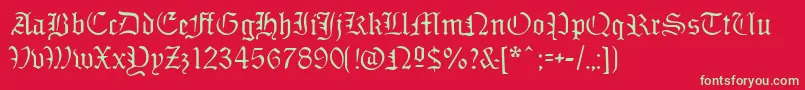 Sabbathblackregular-Schriftart – Grüne Schriften auf rotem Hintergrund