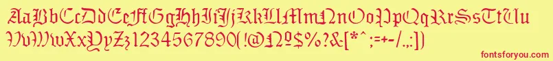 Sabbathblackregular Font – Red Fonts on Yellow Background