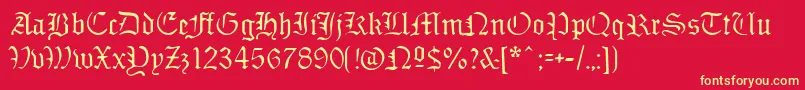 Sabbathblackregular-fontti – keltaiset fontit punaisella taustalla