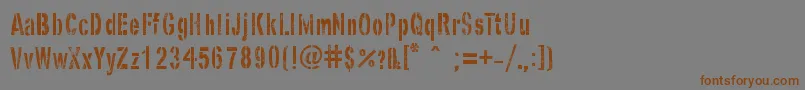 フォントGhostArmyStencil – 茶色の文字が灰色の背景にあります。