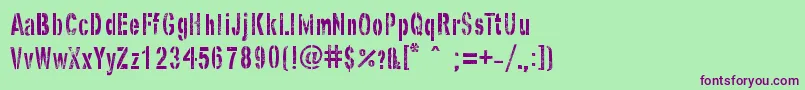 GhostArmyStencil-Schriftart – Violette Schriften auf grünem Hintergrund