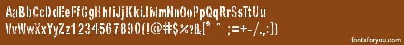 GhostArmyStencil-Schriftart – Weiße Schriften auf braunem Hintergrund
