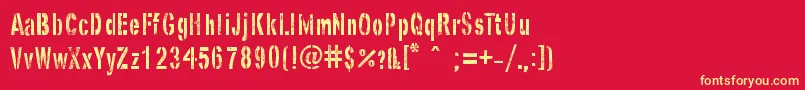 GhostArmyStencil-fontti – keltaiset fontit punaisella taustalla