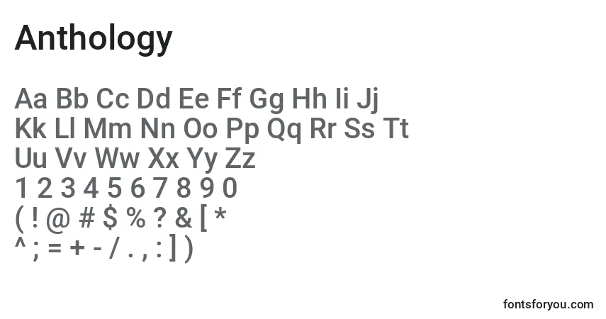 Шрифт Anthology – алфавит, цифры, специальные символы