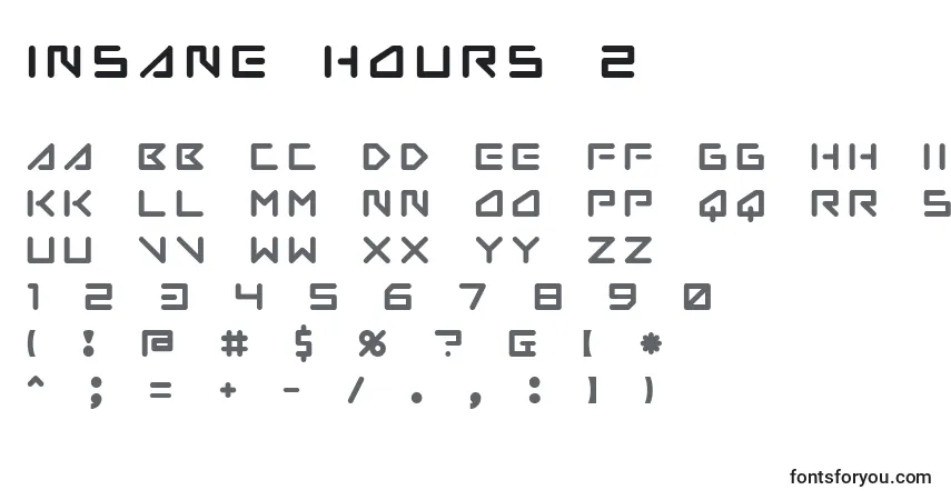 Czcionka Insane Hours 2 – alfabet, cyfry, specjalne znaki