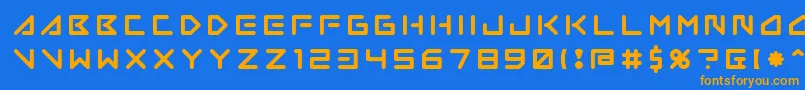 フォントInsane Hours 2 – オレンジ色の文字が青い背景にあります。