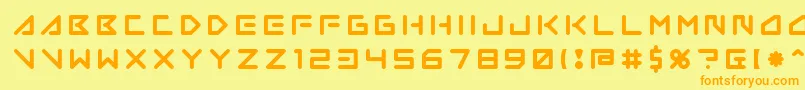 フォントInsane Hours 2 – オレンジの文字が黄色の背景にあります。