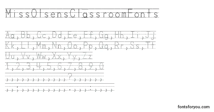 Fuente MissOlsensClassroomFonts - alfabeto, números, caracteres especiales