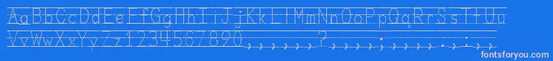 フォントMissOlsensClassroomFonts – ピンクの文字、青い背景