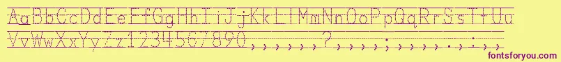 Czcionka MissOlsensClassroomFonts – fioletowe czcionki na żółtym tle