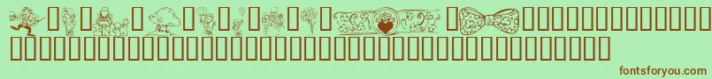 フォントKrIrishKat2 – 緑の背景に茶色のフォント