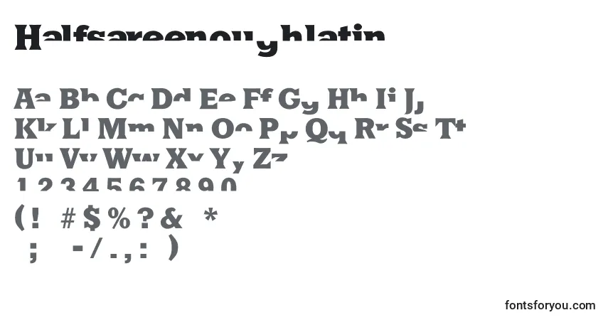 Czcionka Halfsareenoughlatin – alfabet, cyfry, specjalne znaki