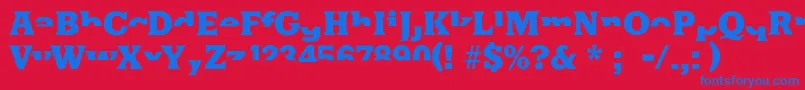 Halfsareenoughlatin-Schriftart – Blaue Schriften auf rotem Hintergrund