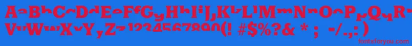 Halfsareenoughlatin-Schriftart – Rote Schriften auf blauem Hintergrund