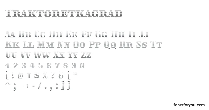 A fonte Traktoretkagrad – alfabeto, números, caracteres especiais