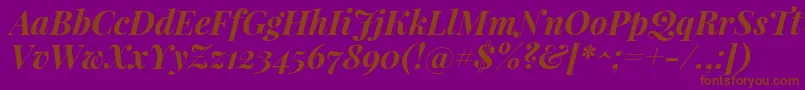 PlayfairdisplayBolditalic-Schriftart – Braune Schriften auf violettem Hintergrund