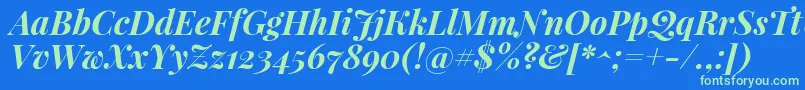 PlayfairdisplayBolditalic Font – Green Fonts on Blue Background