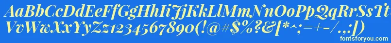 PlayfairdisplayBolditalic Font – Yellow Fonts on Blue Background