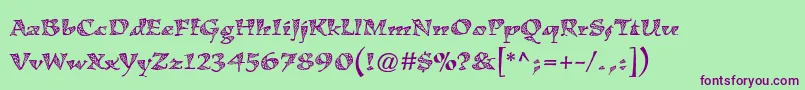 Шрифт KigalistdZigzag – фиолетовые шрифты на зелёном фоне