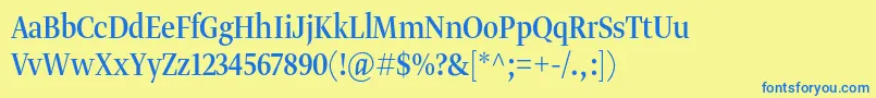 Więcej informacji o czcionce Gretadisnarproreg Czcionka Gretadisnarproreg – niebieskie czcionki na żółtym tle