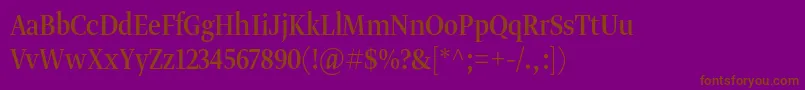 Gretadisnarproreg-fontti – ruskeat fontit violetilla taustalla